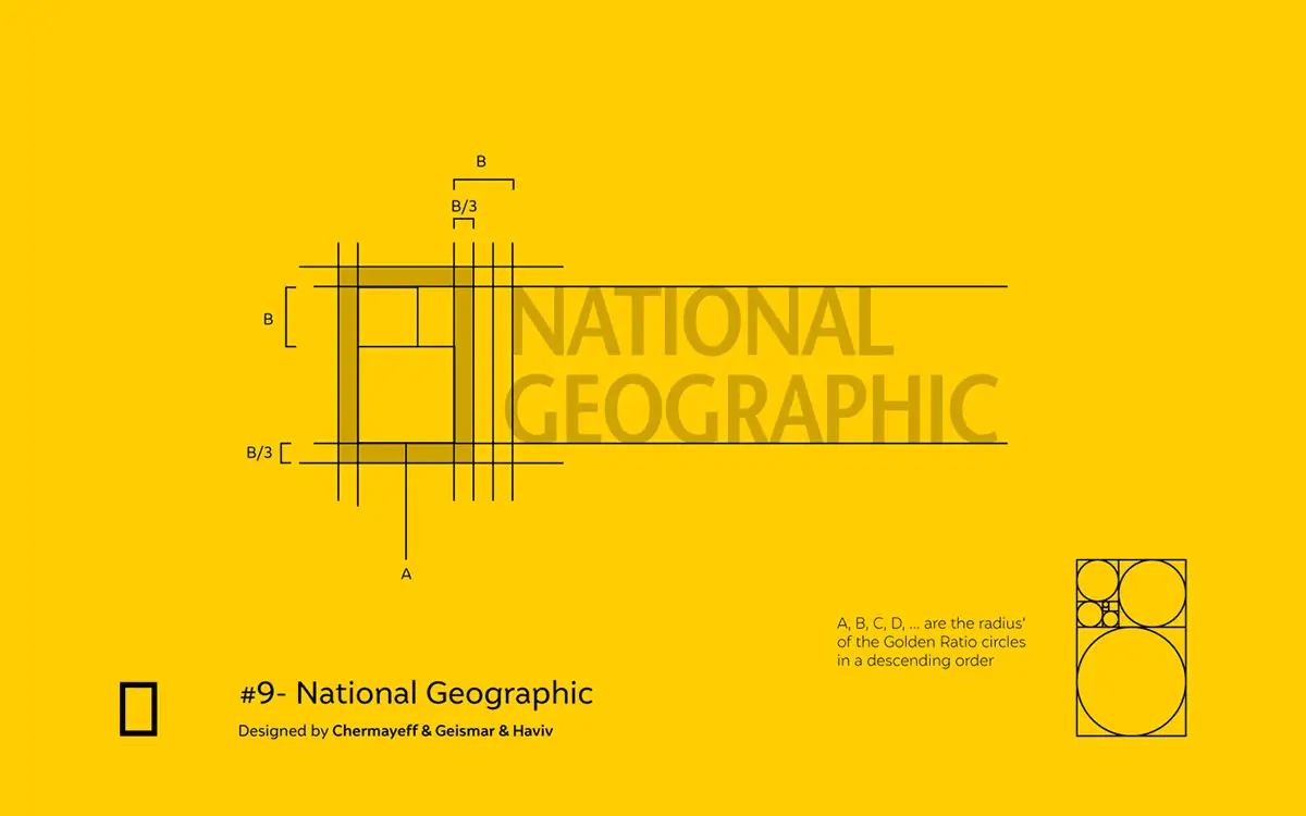 nombre d'or appliqué au logo de National Geographic
